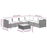 7 Piece Garden Lounge Set with Cushions Poly Rattan Black - Rear View