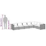 7 Piece Garden Lounge Set with Cushions Poly Rattan Brown - Low Angle