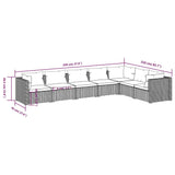 7 Piece Garden Lounge Set with Cushions Poly Rattan Grey - 45-Degree Angle