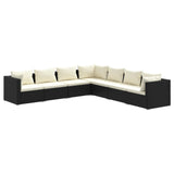 7 Piece Garden Lounge Set with Cushions Poly Rattan Black