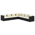 7 Piece Garden Lounge Set with Cushions Poly Rattan Black
