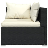 7 Piece Garden Lounge Set with Cushions Poly Rattan Black - Side View