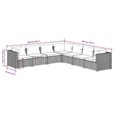 7 Piece Garden Lounge Set with Cushions Poly Rattan Black - 45-Degree Angle