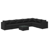 8 Piece Garden Lounge Set with Cushions Poly Rattan Black