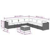 8 Piece Garden Lounge Set with Cushions Poly Rattan Black - Rear View