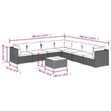 8 Piece Garden Lounge Set with Cushions Poly Rattan Brown - Rear View