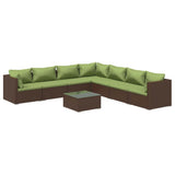 8 Piece Garden Lounge Set with Cushions Poly Rattan Brown