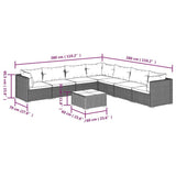 8 Piece Garden Lounge Set with Cushions Poly Rattan Brown - Rear View