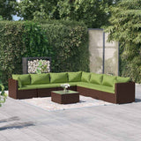 8 Piece Garden Lounge Set with Cushions Poly Rattan Brown
