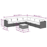 8 Piece Garden Lounge Set with Cushions Poly Rattan Grey - Rear View