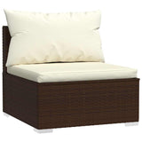 8 Piece Garden Lounge Set with Cushions Poly Rattan Brown - Side View