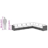 8 Piece Garden Lounge Set with Cushions Poly Rattan Brown