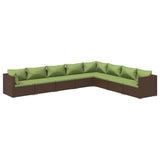 8 Piece Garden Lounge Set with Cushions Poly Rattan Brown