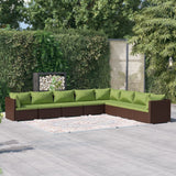 8 Piece Garden Lounge Set with Cushions Poly Rattan Brown