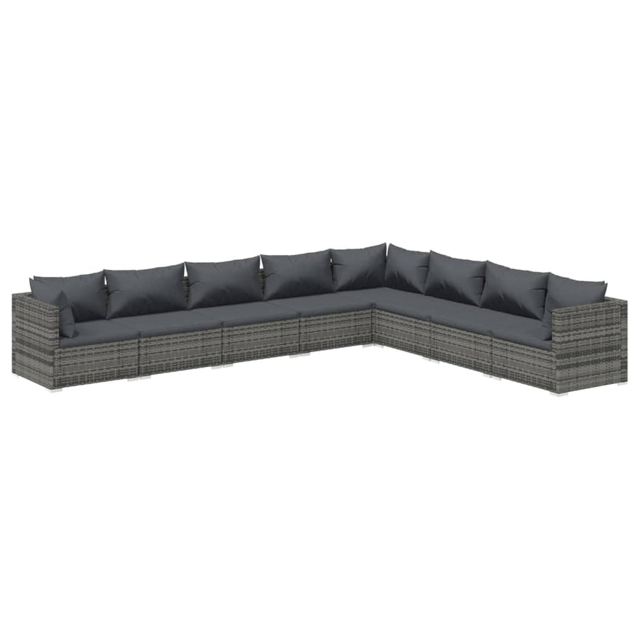 8 Piece Garden Lounge Set with Cushions Poly Rattan Grey
