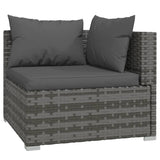8 Piece Garden Lounge Set with Cushions Poly Rattan Grey - Top-Down View