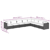 8 Piece Garden Lounge Set with Cushions Poly Rattan Grey - 45-Degree Angle