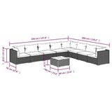 9 Piece Garden Lounge Set with Cushions Poly Rattan Grey - Rear View