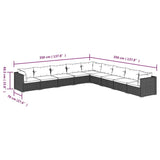 9 Piece Garden Lounge Set with Cushions Poly Rattan Black - 45-Degree Angle
