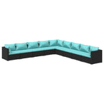 9 Piece Garden Lounge Set with Cushions Poly Rattan Black