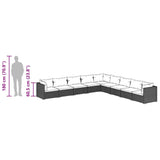 9 Piece Garden Lounge Set with Cushions Poly Rattan Brown - Low Angle