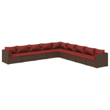 9 Piece Garden Lounge Set with Cushions Poly Rattan Brown