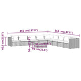 10 Piece Garden Lounge Set with Cushions Poly Rattan Black - Rear View