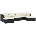 6 Piece Garden Lounge Set with Cushions Poly Rattan Black