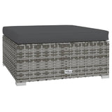 6 Piece Garden Lounge Set with Cushions Poly Rattan Grey - Close-Up Angle