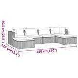 6 Piece Garden Lounge Set with Cushions Poly Rattan Grey - Extra Image