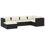 6 Piece Garden Lounge Set with Cushions Poly Rattan Black