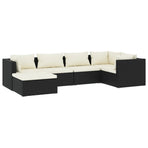 6 Piece Garden Lounge Set with Cushions Poly Rattan Black