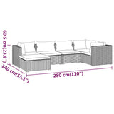 6 Piece Garden Lounge Set with Cushions Poly Rattan Black - Extra Image