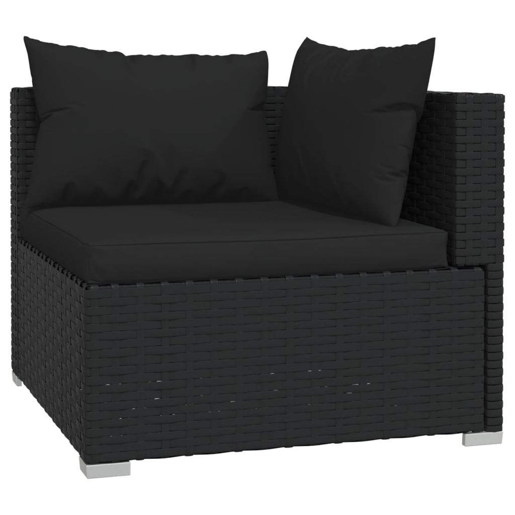 6 Piece Garden Lounge Set with Cushions Poly Rattan Black