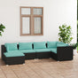 6 Piece Garden Lounge Set with Cushions Poly Rattan Black