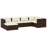 6 Piece Garden Lounge Set with Cushions Poly Rattan Brown