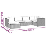 6 Piece Garden Lounge Set with Cushions Poly Rattan Brown - Extra Image