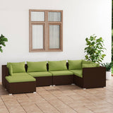 6 Piece Garden Lounge Set with Cushions Poly Rattan Brown
