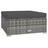 6 Piece Garden Lounge Set with Cushions Poly Rattan Grey - Close-Up Angle