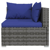 7 Piece Garden Lounge Set with Cushions Poly Rattan Grey - Side View