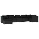 7 Piece Garden Lounge Set with Cushions Poly Rattan Black