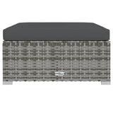 7 Piece Garden Lounge Set with Cushions Poly Rattan Grey - Low Angle