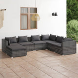 7 Piece Garden Lounge Set with Cushions Poly Rattan Grey