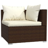 8 Piece Garden Lounge Set with Cushions Poly Rattan Brown - 45-Degree Angle