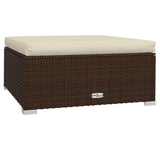 8 Piece Garden Lounge Set with Cushions Poly Rattan Brown - Close-Up Angle