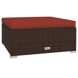 8 Piece Garden Lounge Set with Cushions Poly Rattan Brown - Rear View