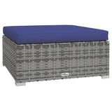 8 Piece Garden Lounge Set with Cushions Poly Rattan Grey - Close-Up Angle