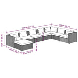 8 Piece Garden Lounge Set with Cushions Poly Rattan Grey