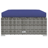 8 Piece Garden Lounge Set with Cushions Poly Rattan Grey - Low Angle