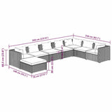 8 Piece Garden Lounge Set with Cushions Poly Rattan Grey